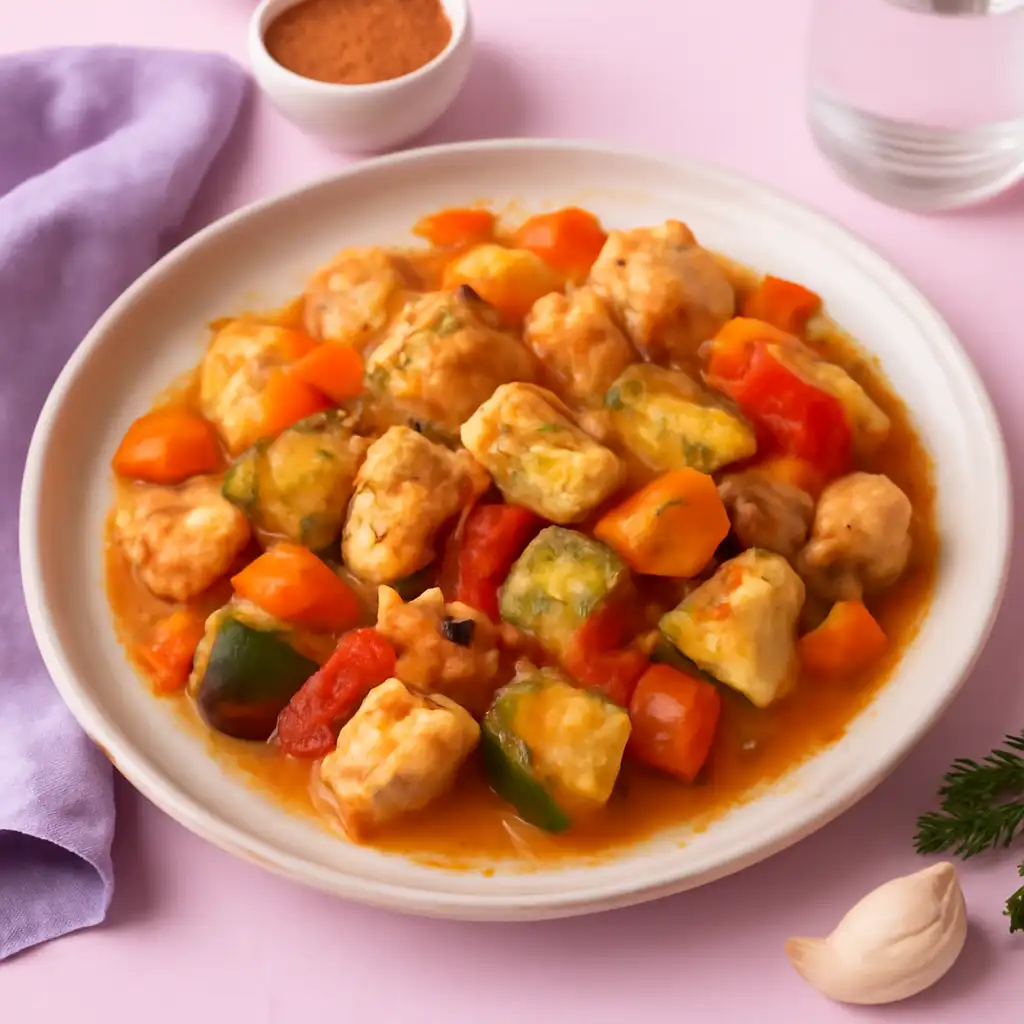 Куриное соте с овощами на сковороде
