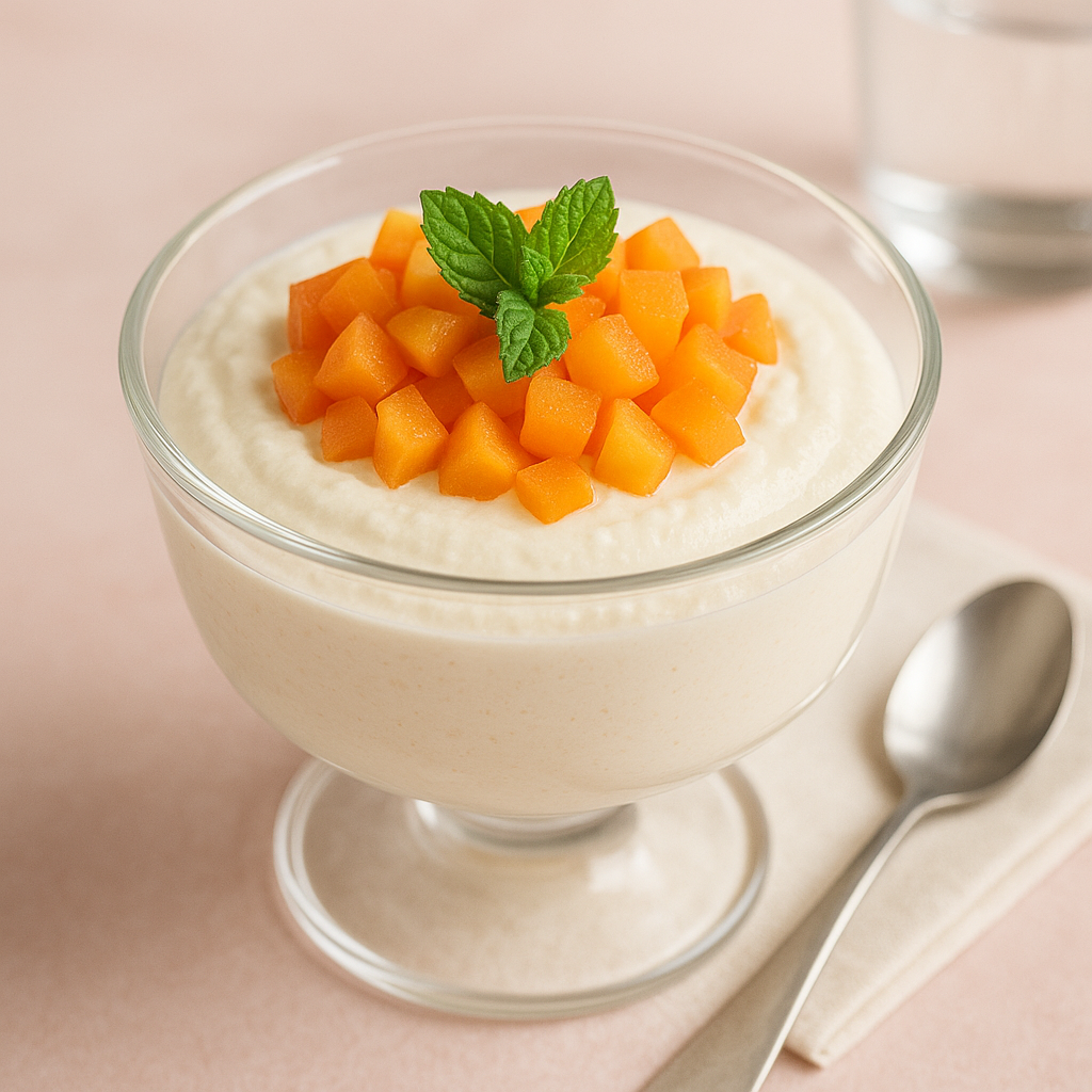 Творожный мусс с абрикосом и мёдом (без глютена и сои)